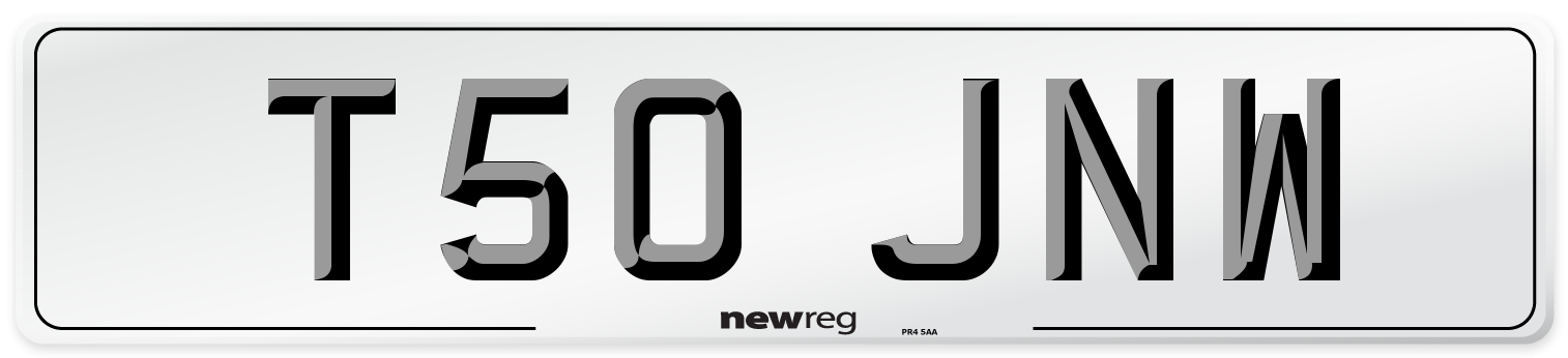 T50 JNW Number Plate from New Reg